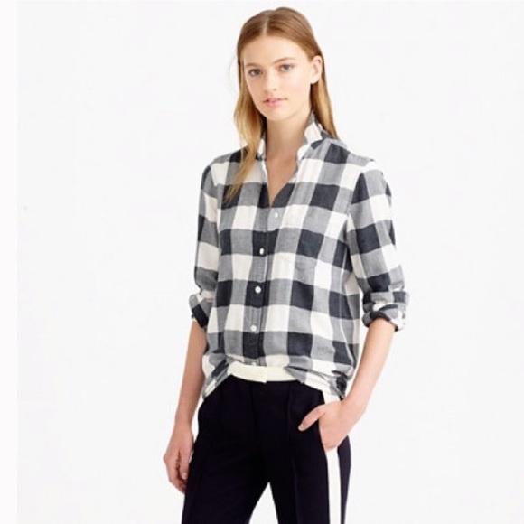 J. Crew Tops - J. Crew Buffalo Plaid Flannel Button Up Shirt 4